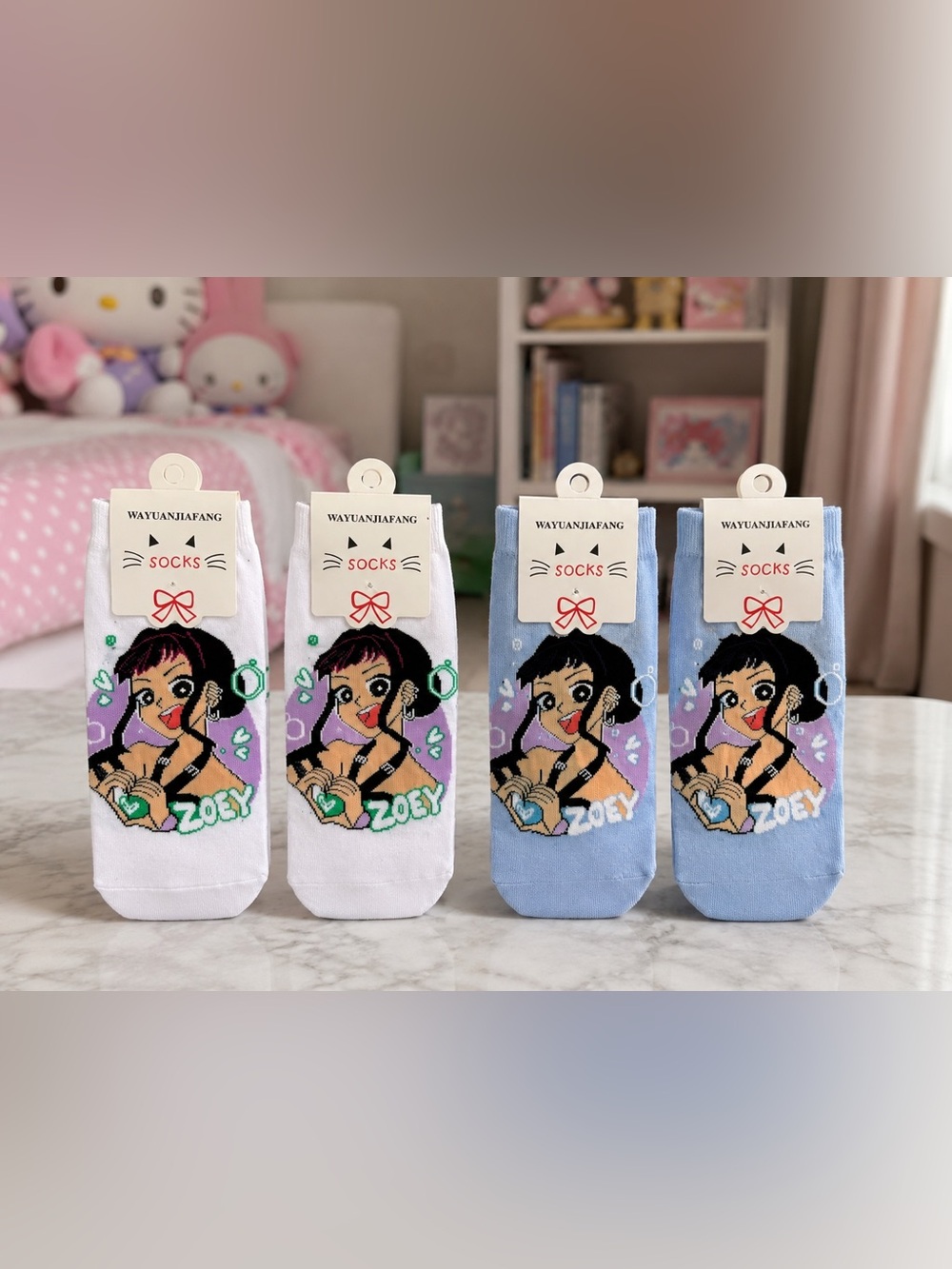 KPOP Zoey Ankle Socks 4 Pair Set- Size 35-41